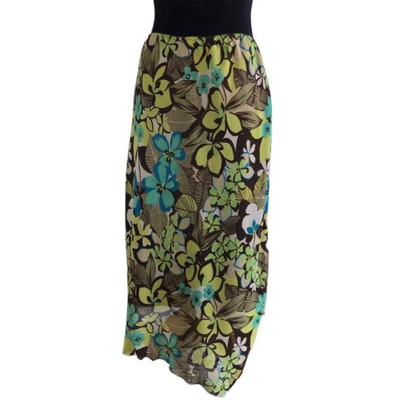 biyaycda Pull-On Multicolor Floral Midi Skirt  - Size Large - Picture 2 of 5
